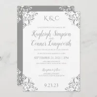 Vintage Elegant Wedding Invitation | Gray