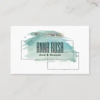*~* Silver Turquoise Watercolor Geometric Girly Business Card