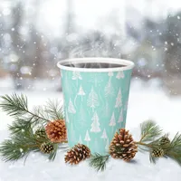 Teal Christmas Tree Pattern#6 ID1009 Paper Cups