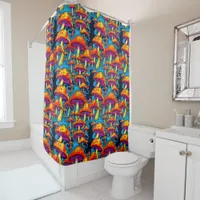 Psychedelic Retro Trippy Mushrooms Shower Curtain