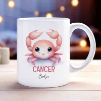 Cute Watercolor Illustration of Cancer Zodiac Name Coffee Mug