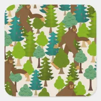 Funny Bigfoot in the Woods Square Sticker