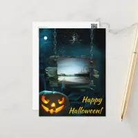 Spooky Halloween Santa Monica Pier Holiday Postcard