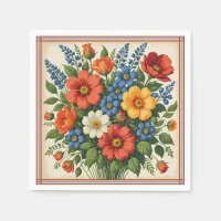 Vintage Style Flower Bouquet  Napkins