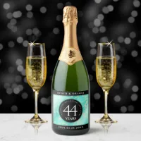 Elegant 44th Turquoise Wedding Anniversary Sparkling Wine Label