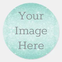 Create Your Own Metallic Aqua Blue Glitter Dust Classic Round Sticker