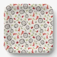 Woodland Forest Fall Floral Couples Baby Shower Paper Plates