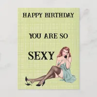 Vintage Pinup Birthday Sexy Postcard