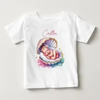 Coastal Girl's Baby Shower Personalized Baby T-Shirt