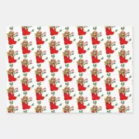 Vintage Christmas Puppy Wrapping Paper Sheets