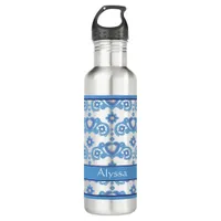 Celestial Love Stars Hearts Light Blue Stainless Steel Water Bottle