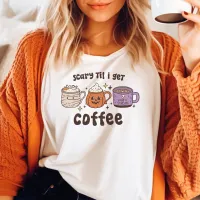 Scary Til I Get Coffee Retro Halloween  Tri-Blend Shirt