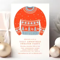 Tacky Funny Ugly Christmas Sweater Holiday Party Invitation