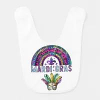 Mardi Gras Rainbow and Mask Baby Bib