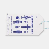 Blue & White Trendy Nutcracker Crackin' Holiday Gift Tags