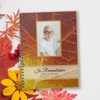 Shades of Autumn Leaf Funeral Memorial Guest Book