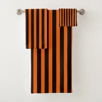 Halloween Pumpkin Orange and Black Striped Towel