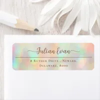 Elegant Glitter Holographic Script Return Address Label