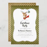 Retro Vintage Reindeer Christmas Party Invitation