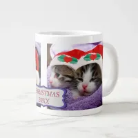 Two Kittens Santa Hats Merry Christmas Giant Coffe Giant Coffee Mug