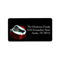 Shorthair Cat in Red Stocking Christmas Labels