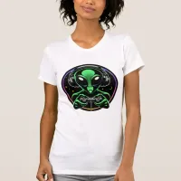 Alien Playing Video Games | Stellar Button Smasher T-Shirt