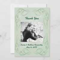 Kale Abstract Swirl Border Thank You Flat Card