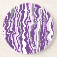 Purple Marble Fluid Art Stripes      Coaster