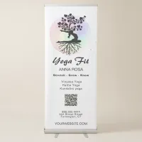 *~* Rainbow Yoga Lotus Tree of Life Simple White Retractable Banner