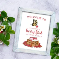 Strawberry Waffles Berry Brunch Birthday Welcome Poster