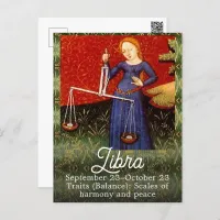 Libra Zodiac Sign Scales Birthday Party Postcard