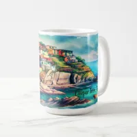 Coastal Charm Cinque Terre Italy Watercolor | Coffee Mug