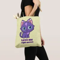 Purple Anime Cat Vector Art Yellow Tote Bag