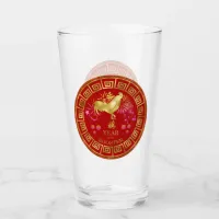 Chinese Zodiac Rooster Red/Gold ID542 Glass