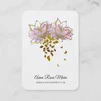 *~* AP32  Pink Lotus Butterfly  Floral Logo Zen QR Business Card