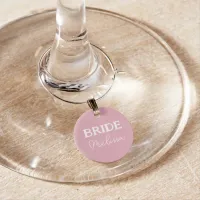 Brides Minimalist Wedding Pink Name Wine Charm