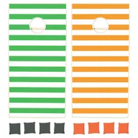 Nautical Seaside Green Orange Striped Cornhole Set