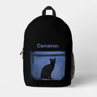 Moonlit Cat Printed Backpack