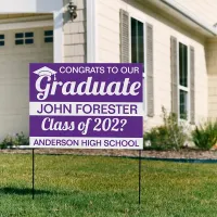 18" X 24" Purple and White Graduation Text Yard Sign