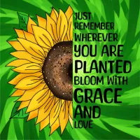 Inspirational Quote and Hand Drawn Sunflower Sticker