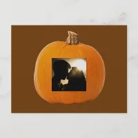 Halloween Pumpkin with Photo of Couple Postcard