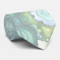 Whispers of Silk Dreamy Organic Shapes in Green Neck Tie