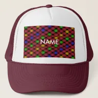 Gingham Check Multicolored Pattern Trucker Hat