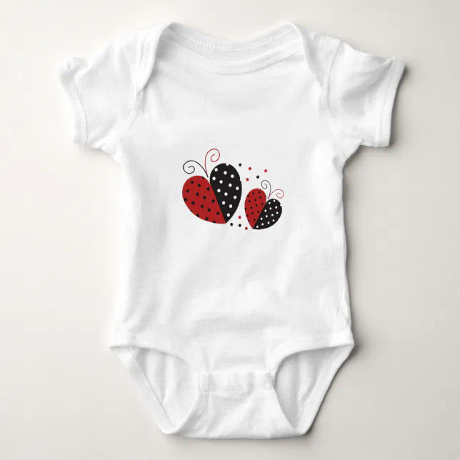 Ladybug Heart cute Baby Bodysuit