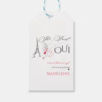 Chic French Parisian She Said Oui Bridal Shower Gift Tags