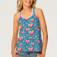 Multicolored Watercolor Hearts Women's Tank Top