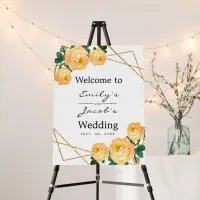 Welcome Wedding Gold Glitter Geo Orange Floral Foam Board