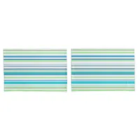 Blue white and green Beach coastal stripes Pillow Case