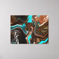 Brown and Blue Marble Fluid Art     Canvas Print