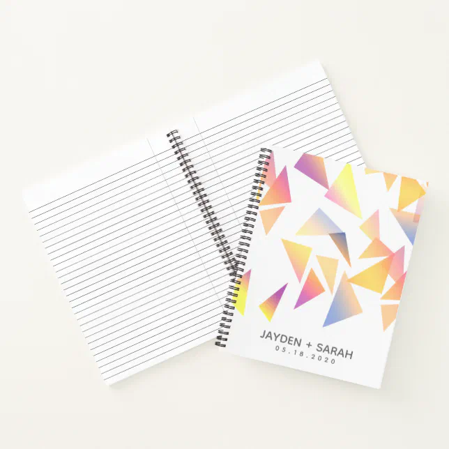 Pastel Multi-Colored Confetti White Wedding Notebook